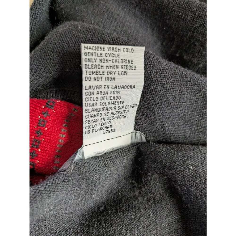 Sag Harbor Women's Solid Black Multicolor Round Neck Long Sleeve Sweater XL